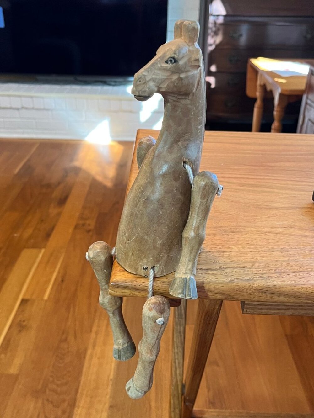 Vintage Hand-Carved Wooden Folk Art Giraffe Shelf Sitter